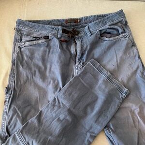 Blue Gramicci Pants with Black Adjustable Belt